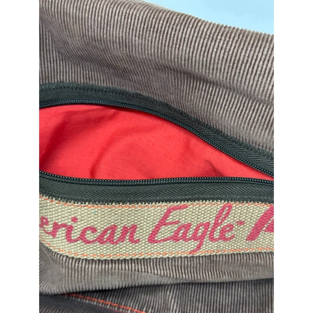 VTG American Eagle Messenger Bag Brown Corduroy Y2K Boho Crossbody Satchel OS